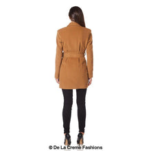 Load image into Gallery viewer, De La Creme - Womens Camel Textured Short Belted Coat