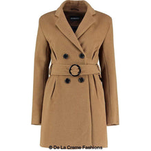 Load image into Gallery viewer, De La Creme - Womens Camel Textured Short Belted Coat