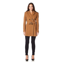 Load image into Gallery viewer, De La Creme - Womens Camel Textured Short Belted Coat