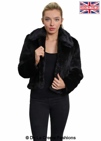 De La Creme Womens Faux Fur Cropped Aviator Bomber Jackets & Coats LoveAdora