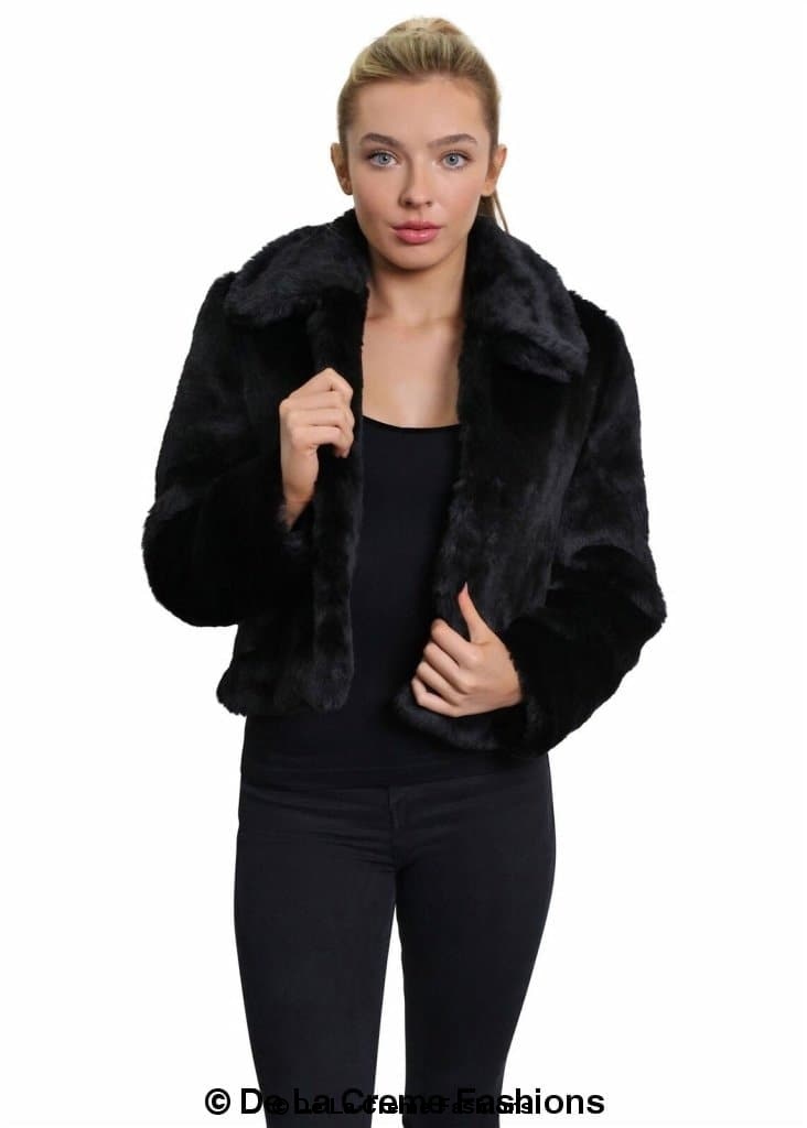 De La Creme Womens Faux Fur Cropped Aviator Bomber Jackets & Coats LoveAdora