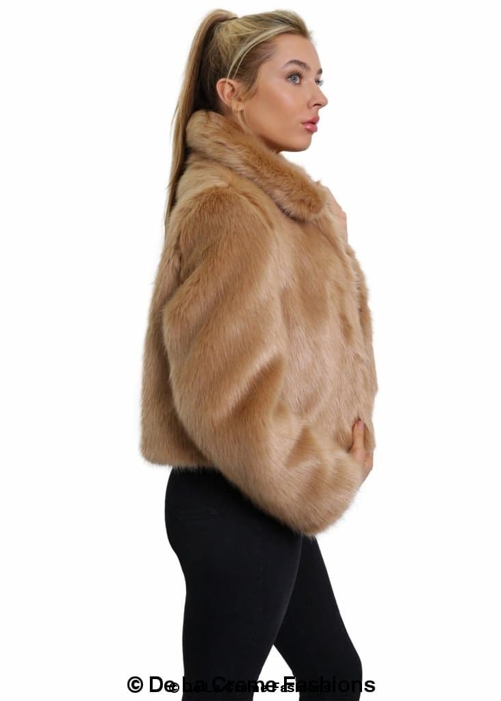 De La Creme Womens Faux Fur Cropped Aviator Bomber Jackets & Coats LoveAdora