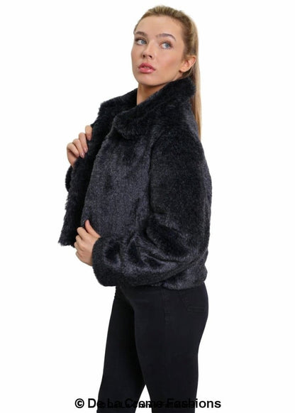 De La Creme Womens Faux Fur Cropped Aviator Bomber Jackets & Coats LoveAdora