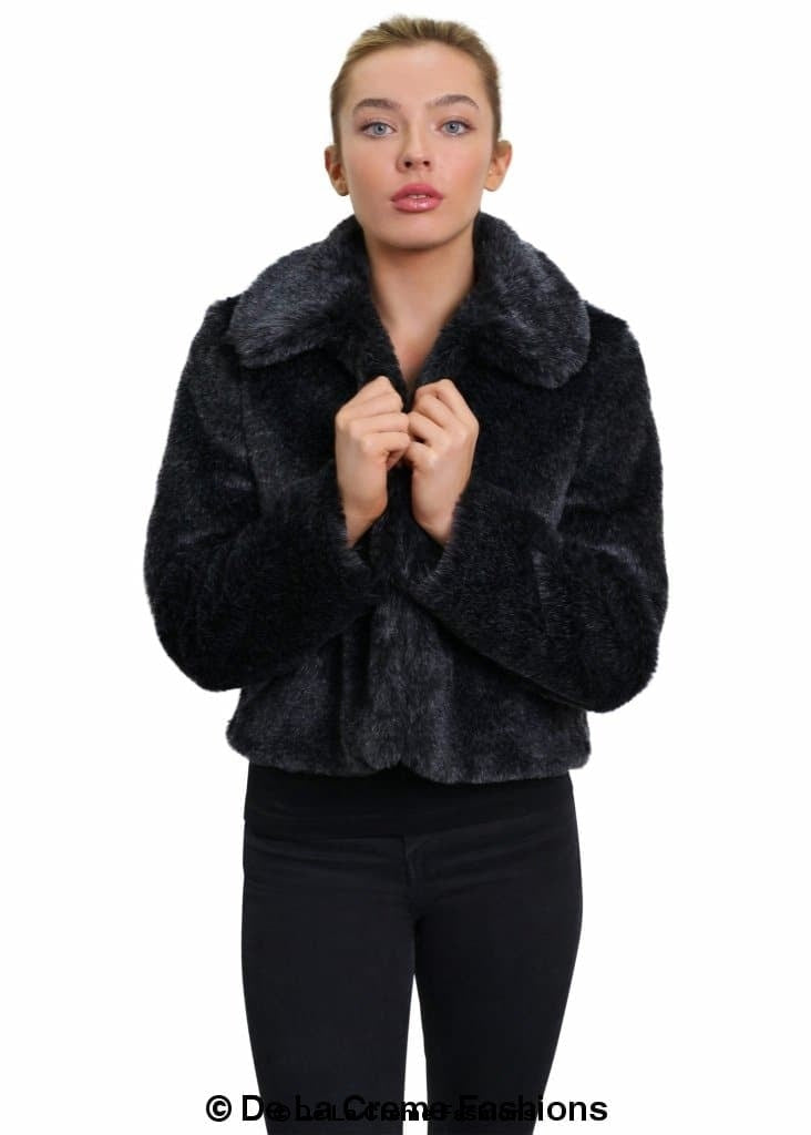 De La Creme Womens Faux Fur Cropped Aviator Bomber Jackets & Coats LoveAdora