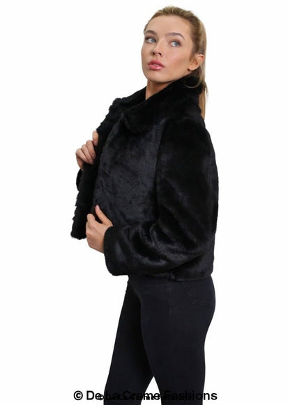 De La Creme Womens Faux Fur Cropped Aviator Bomber Jackets & Coats LoveAdora