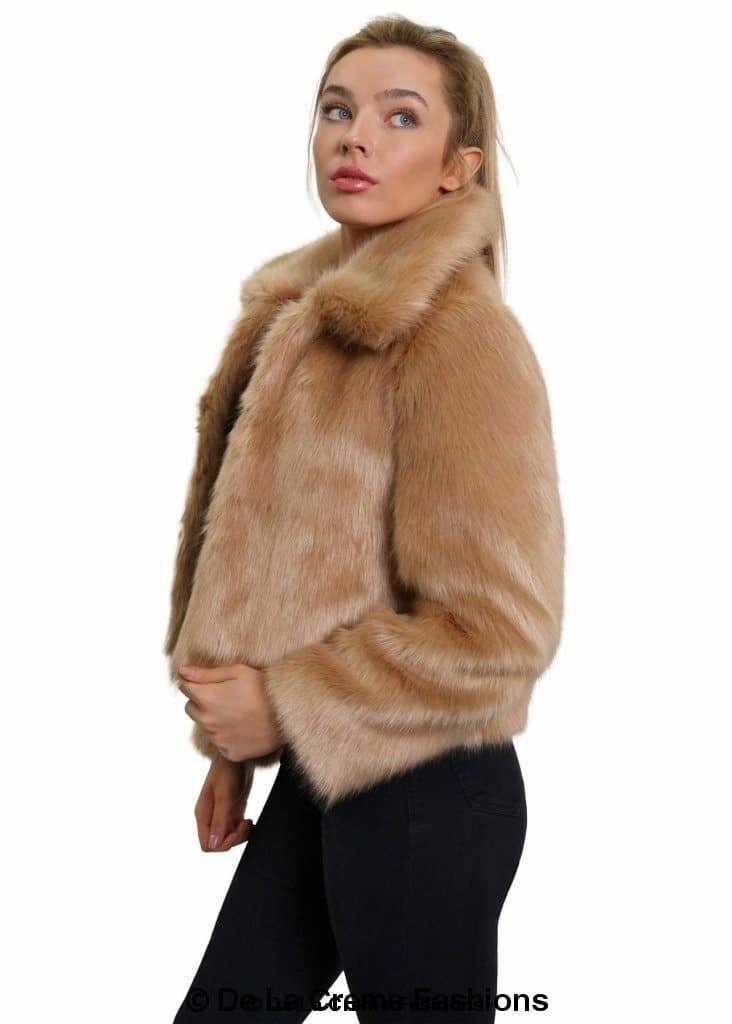 De La Creme Womens Faux Fur Cropped Aviator Bomber Jackets & Coats LoveAdora