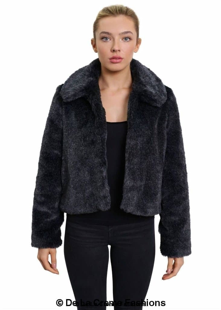 De La Creme Womens Faux Fur Cropped Aviator Bomber Jackets & Coats LoveAdora