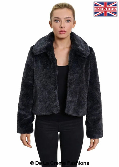 De La Creme Womens Faux Fur Cropped Aviator Bomber Jackets & Coats LoveAdora