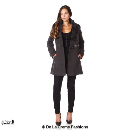 Hooded Toggle Fastened Slim Fit Coat Jackets & Coats LoveAdora