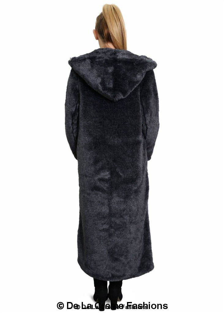 De La Creme - Womens Iconic Faux Fur Hooded Long Coat