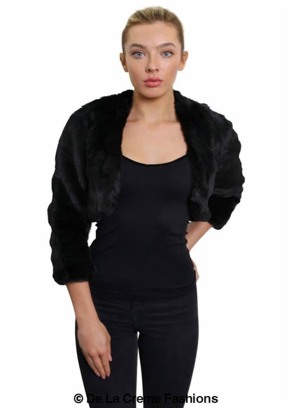 Open Front Faux Fur Bolero