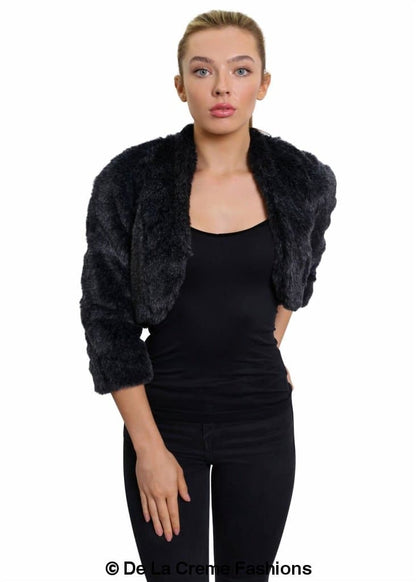 Open Front Faux Fur Bolero