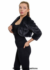 Open Front Faux Fur Bolero