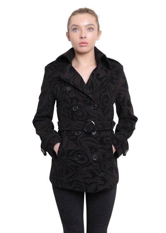 Elegant tribal print double breasted short coat by De La Creme