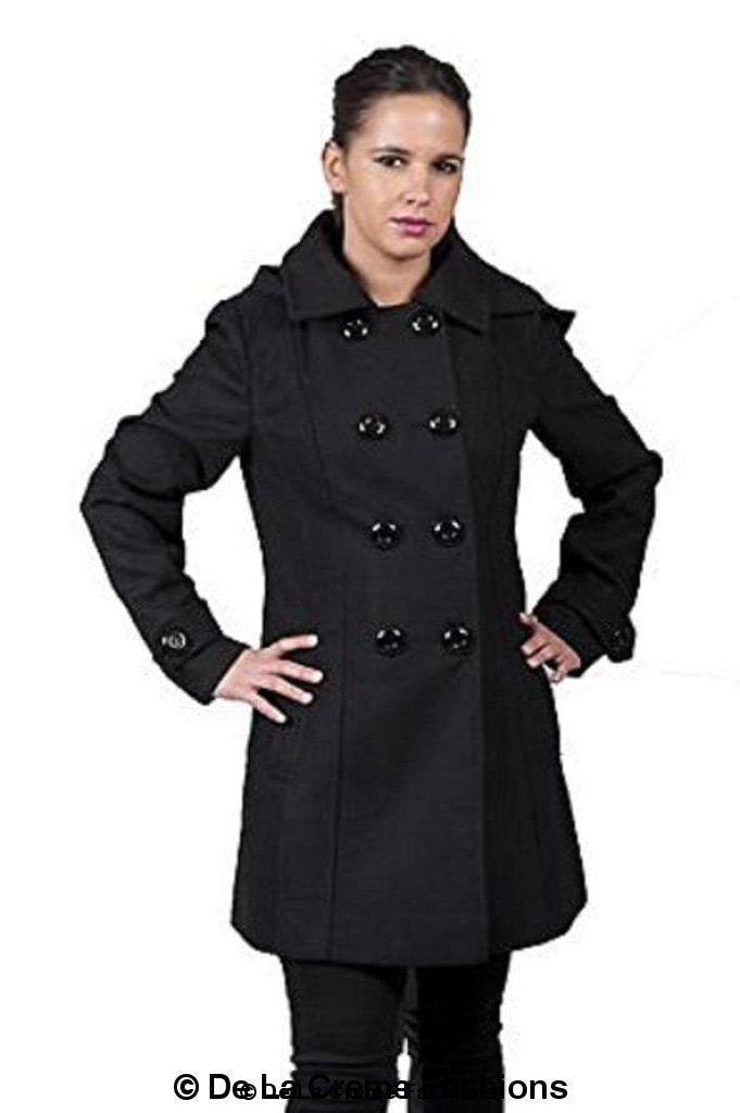 Womens Wool Feel Double Breasted Hooded Coat Jackets & Coats LoveAdora