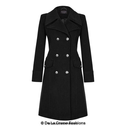 De La Creme - Womens Wool Blend Double Breasted Midi Coat Jackets & Coats LoveAdora