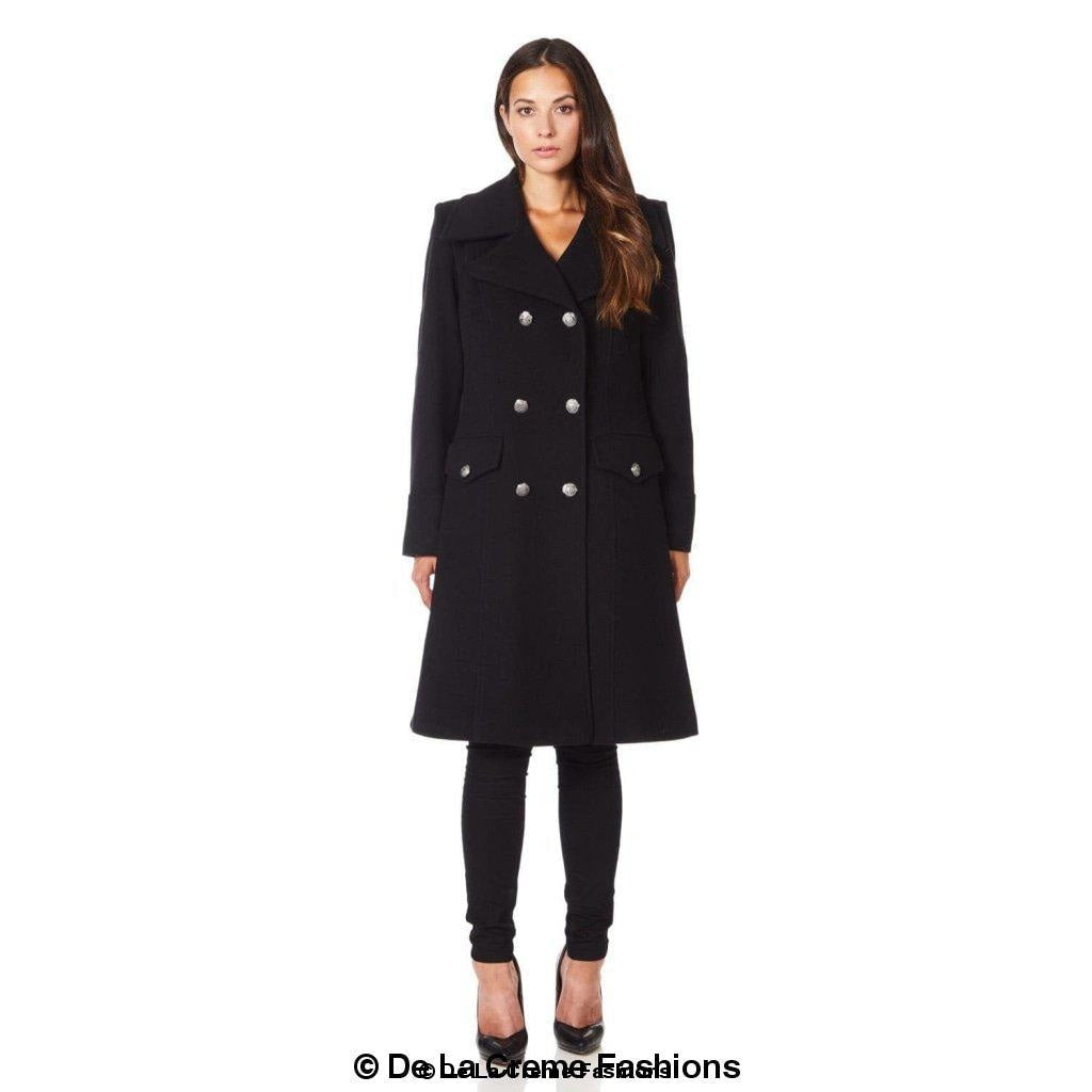 De La Creme - Womens Wool Blend Double Breasted Midi Coat Jackets & Coats LoveAdora