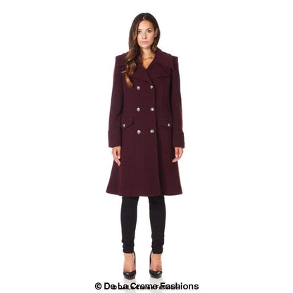 De La Creme - Womens Wool Blend Double Breasted Midi Coat Jackets & Coats LoveAdora