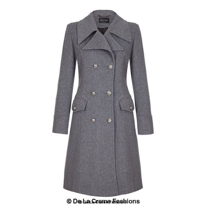 De La Creme - Womens Wool Blend Double Breasted Midi Coat Jackets & Coats LoveAdora