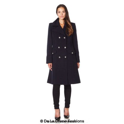 De La Creme - Womens Wool Blend Double Breasted Midi Coat Jackets & Coats LoveAdora