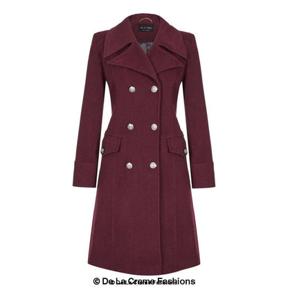 De La Creme - Womens Wool Blend Double Breasted Midi Coat Jackets & Coats LoveAdora