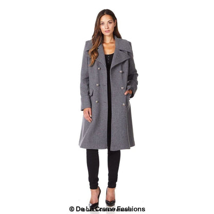 De La Creme - Womens Wool Blend Double Breasted Midi Coat Jackets & Coats LoveAdora