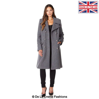 De La Creme - Womens Wool Blend Double Breasted Midi Coat Jackets & Coats LoveAdora