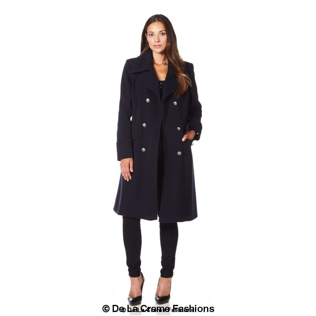 De La Creme - Womens Wool Blend Double Breasted Midi Coat Jackets & Coats LoveAdora