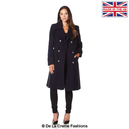 De La Creme - Womens Wool Blend Double Breasted Midi Coat Jackets & Coats LoveAdora