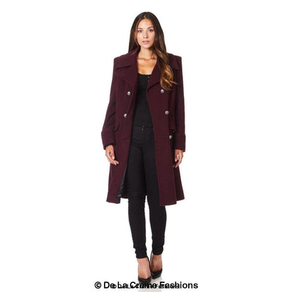 De La Creme - Womens Wool Blend Double Breasted Midi Coat Jackets & Coats LoveAdora