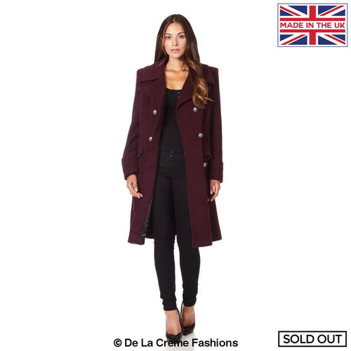 De La Creme - Womens Wool Blend Double Breasted Midi Coat Jackets & Coats LoveAdora