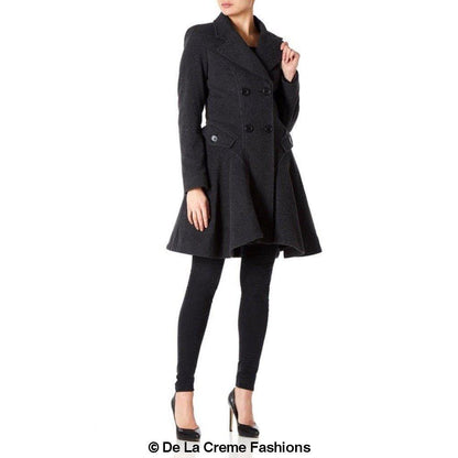 Wool Blend Double Breasted Skater Coat (1102)