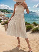 Load image into Gallery viewer, Perfee Halter Neck Pleated Midi Dress