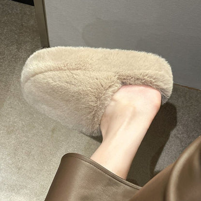 Cozy Fuzzy Round Toe Flat Slippers