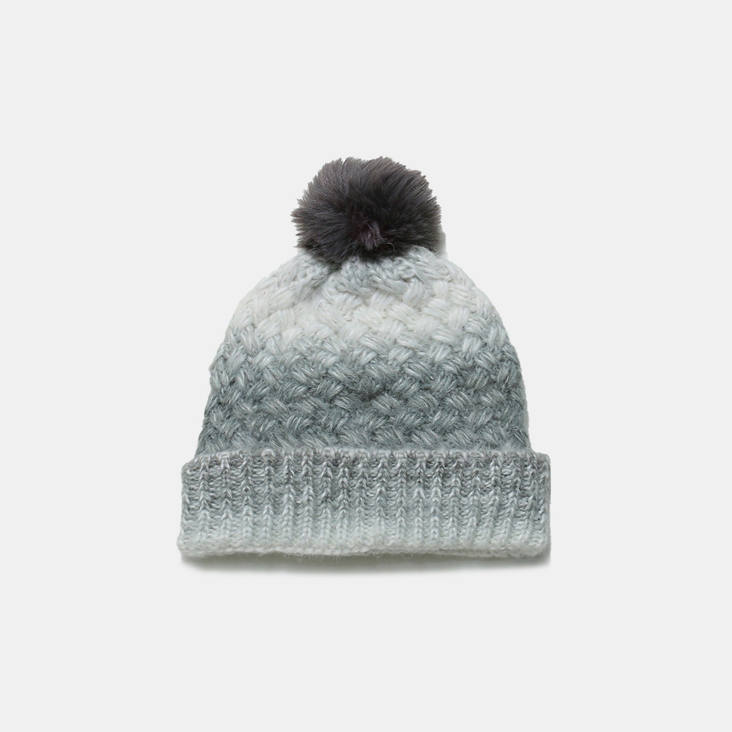 Cozy Gradient Knit Hat with Plush Pompom