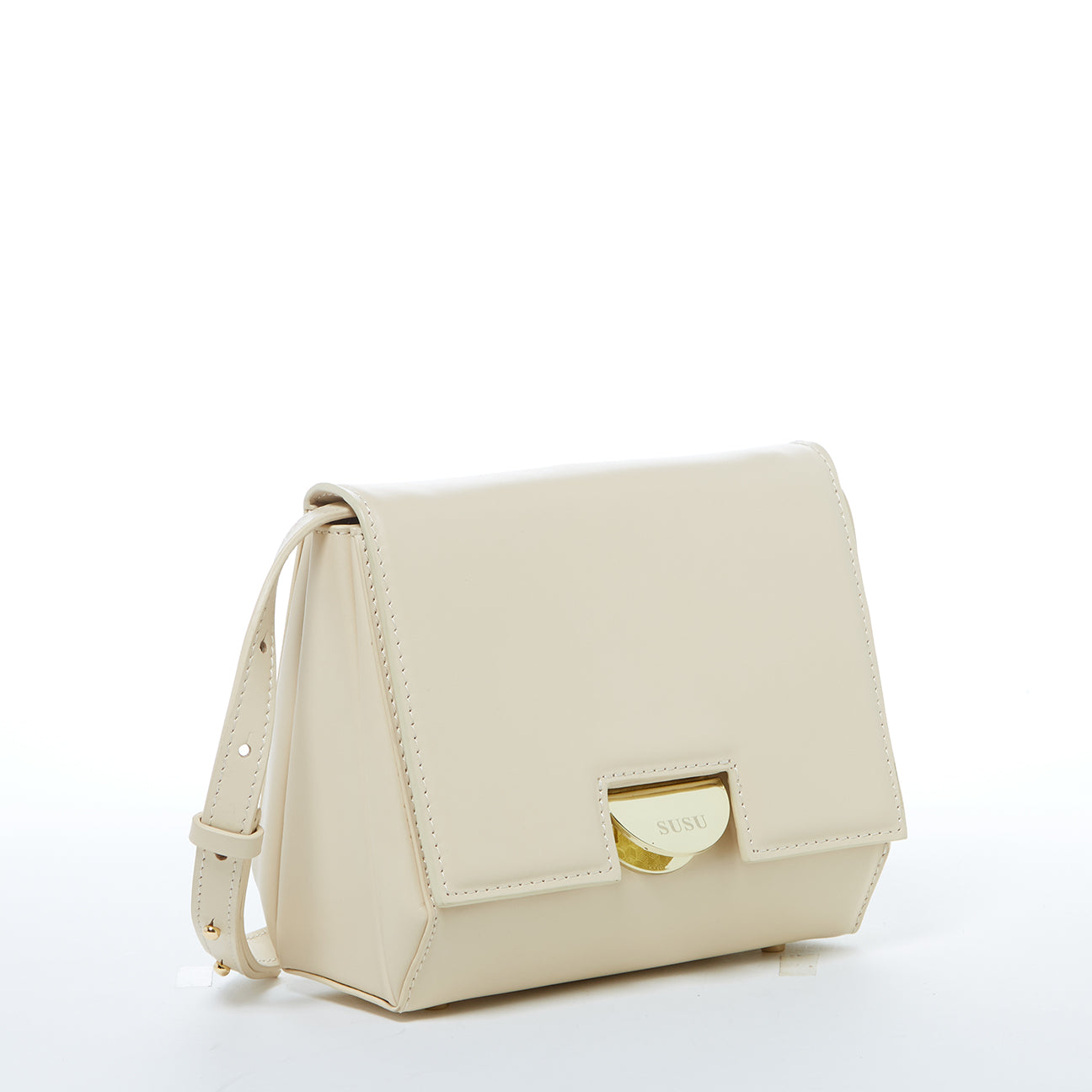 Elizabeth Off White Leather Saddle Bag