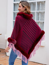 Load image into Gallery viewer, Striped Fringe Hem Poncho