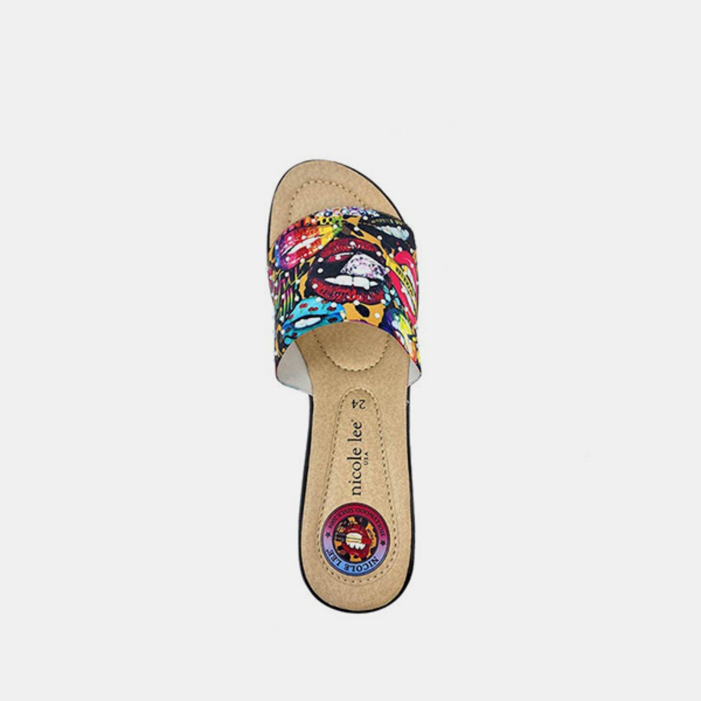 Colorful embellished wedge slipper from Nicole Lee USA