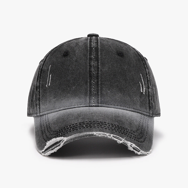 Distressed Washed Adjustable Black Baseball Cap