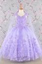 3D Butterfly Sequin Mesh w/ Detachable Long Mesh Cape Kid Dress GLGK114