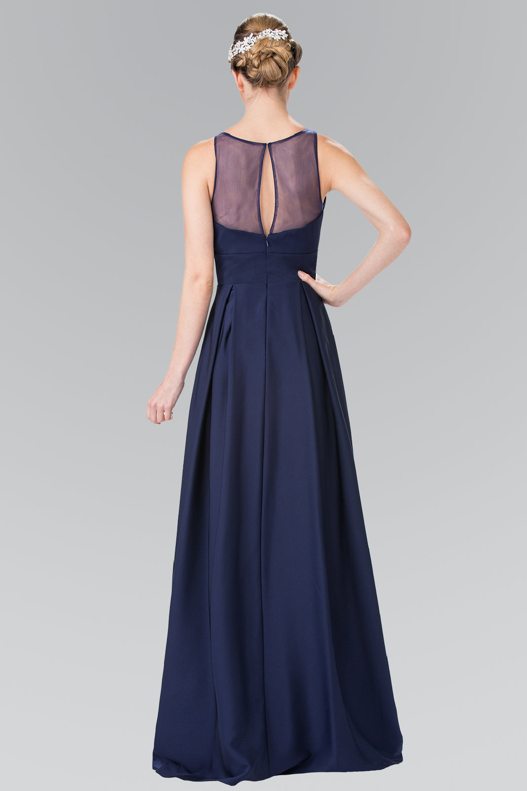 Notched Scoop and Long Skirt Long Prom Dress GLGL2365