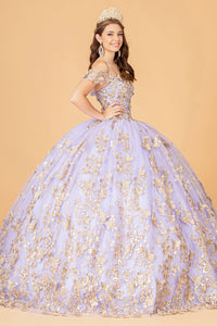 3D Butterfly Applique Sweetheart w/ Corset Back Quinceanera Dress GLGL3077