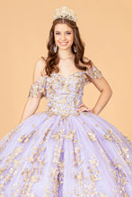 Load image into Gallery viewer, 3D Butterfly Applique Sweetheart w/ Corset Back Quinceanera Dress GLGL3077