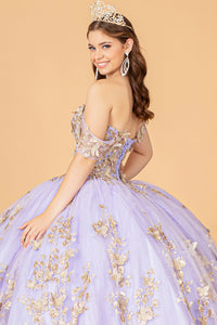 3D Butterfly Applique Sweetheart w/ Corset Back Quinceanera Dress GLGL3077