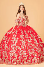 Load image into Gallery viewer, 3D Butterfly Applique Sweetheart w/ Corset Back Quinceanera Dress GLGL3077