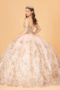 3D Butterfly Applique Sweetheart w/ Corset Back Quinceanera Dress GLGL3077