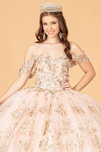 3D Butterfly Applique Sweetheart w/ Corset Back Quinceanera Dress GLGL3077