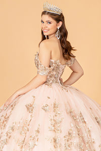 3D Butterfly Applique Sweetheart w/ Corset Back Quinceanera Dress GLGL3077