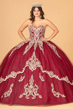 Load image into Gallery viewer, Glitter Jewel Embellished Quinceanera Gown Long Mesh Cape GLGL3078-7