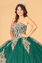 Load image into Gallery viewer, Glitter Jewel Embellished Quinceanera Gown Long Mesh Cape GLGL3078-13